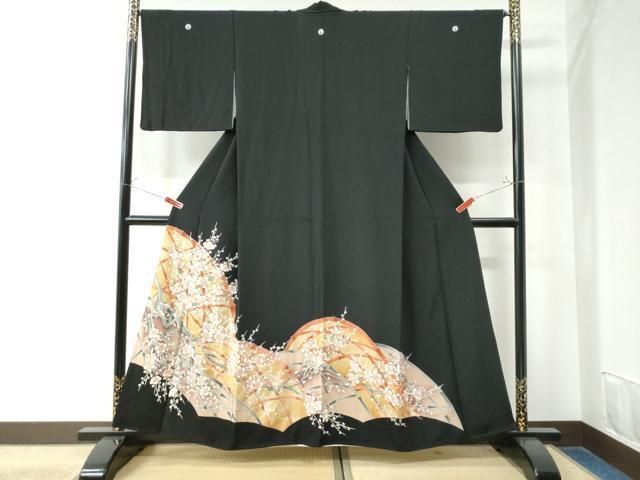平和屋着物●豪華黒留袖 籬枝梅文 金彩 正絹 CAAW8680yc