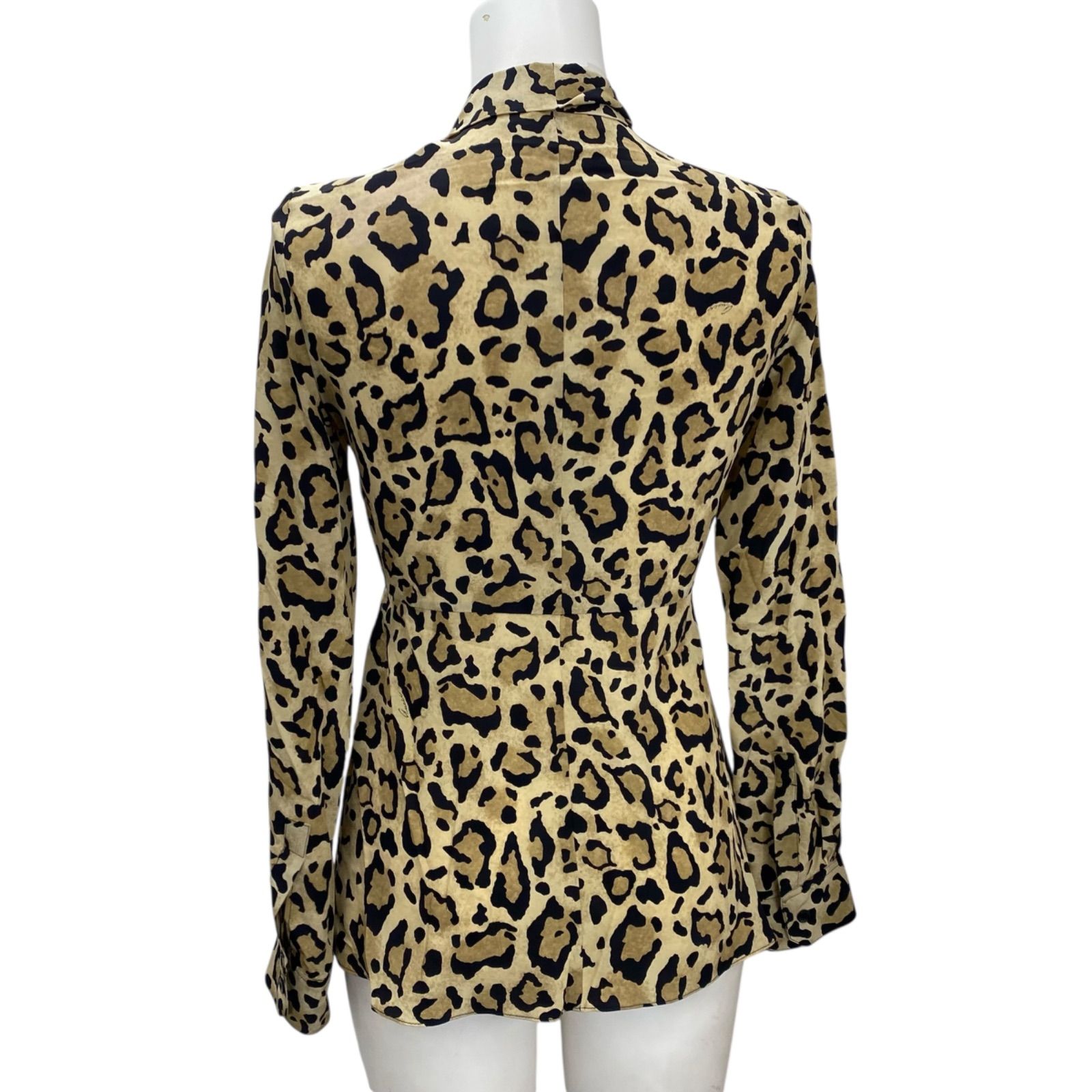 ○◇美品 グッチ GUCCI ブラウス シャツ 長袖 レオパード柄 ヒョウ柄