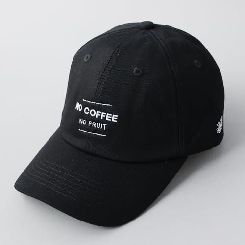 [フルーツオブザルーム] NO COFFEE FUK.JAPAN ノーコーヒー 福岡 コラボ コットン ローキャップ ポロ 6パネル キャップ 帽子 キャップ メンズ レディース (Free Size, Bタイプ(ブラック))