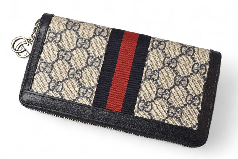グッチ 財布 GUCCI 長財布/ラウンドファスナー式 オフィディア GGスプリームキャンバス GGネイビー/ベージュ 523154【中古】 財布 長財布/ラウンドファスナー式 オフィディア GGスプリーム