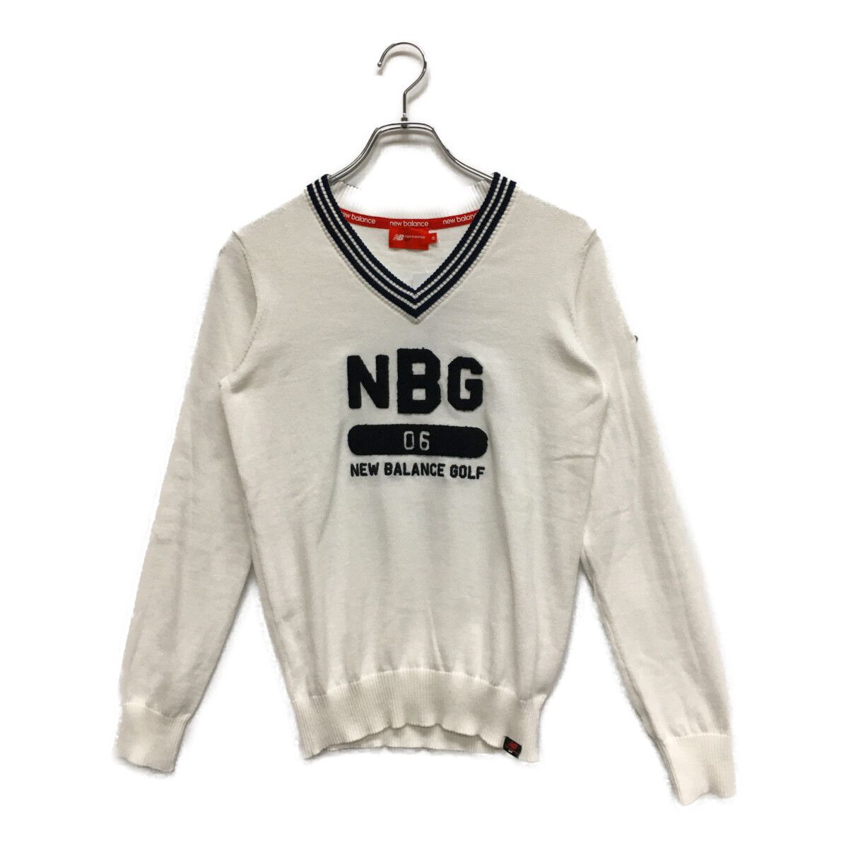 中古 レディース ニューバランスゴルフ New Balance golf ニット 0(S) 白 ホワイト Vネック