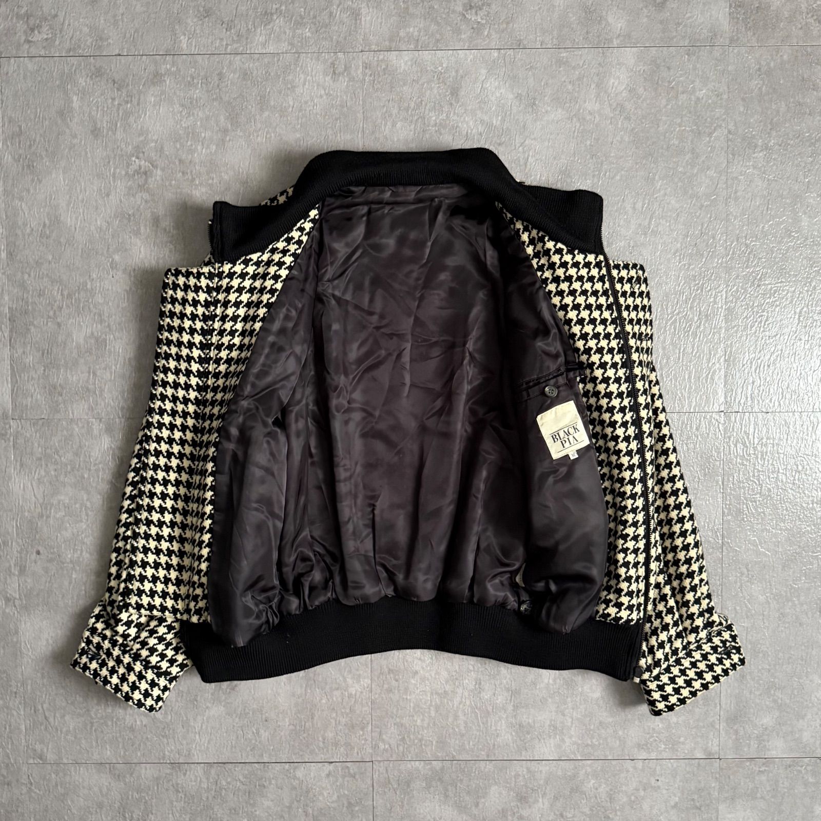 【90s vintage】中綿 ギミックブルゾン アーカイブ テックy2k レア 90sヴィンテージ BLACKPIA ブラックピア 千鳥格子柄 ツイード 総