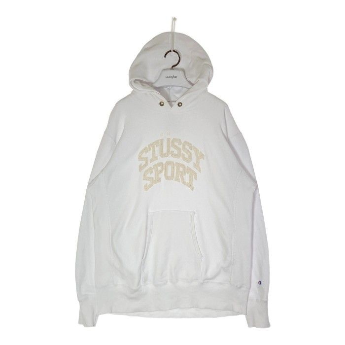 【希少コラボ】ステューシー×チャンピオン　リバースウィーブパーカー　パイルロゴ ☆STUSSY ステューシー x champion チャンピオン リバース