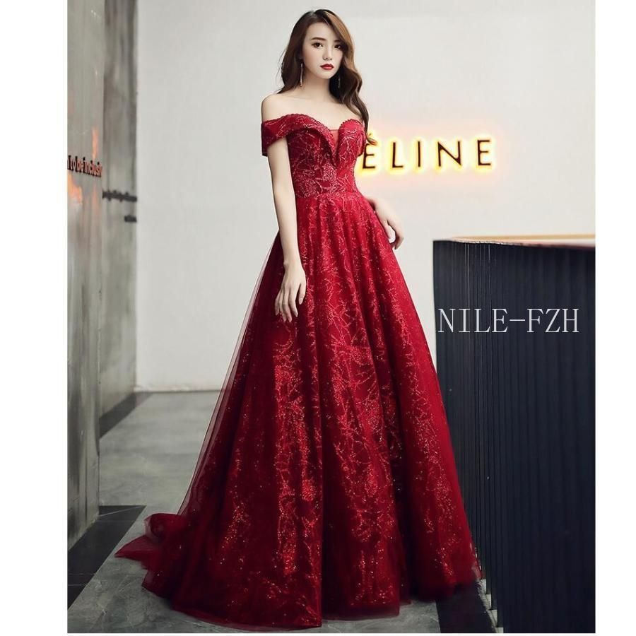 トレーンドレス オフショルダー ウエディングドレス パーティードレス 結婚式 30代40代 着痩せ 上品 お呼ばれ 食事会 二次会 披露宴 卒業式 成人式