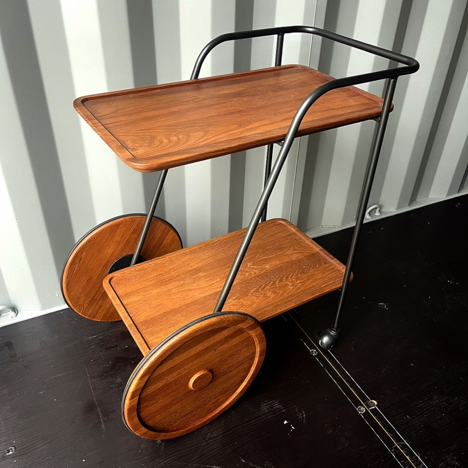 取付無料！おしゃれアンティークトロリー キャスター付きキッチンワゴン 取付無料！おしゃれアンティークトロリー キャスター付き