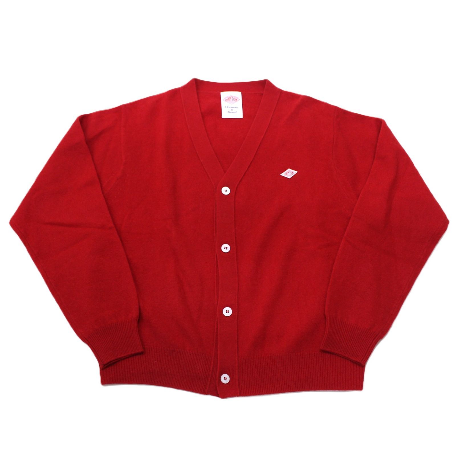 新品未使用 DANTON ウールカーディガン 36 赤 Danton 「DANTON」 ニットカーディガン 36 レッド レディース