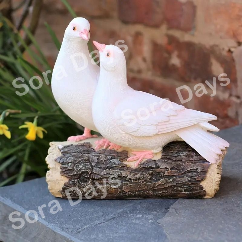 ガーデンオブジェ 置物 ハト 白鳩 リアル かわいい おしゃれ