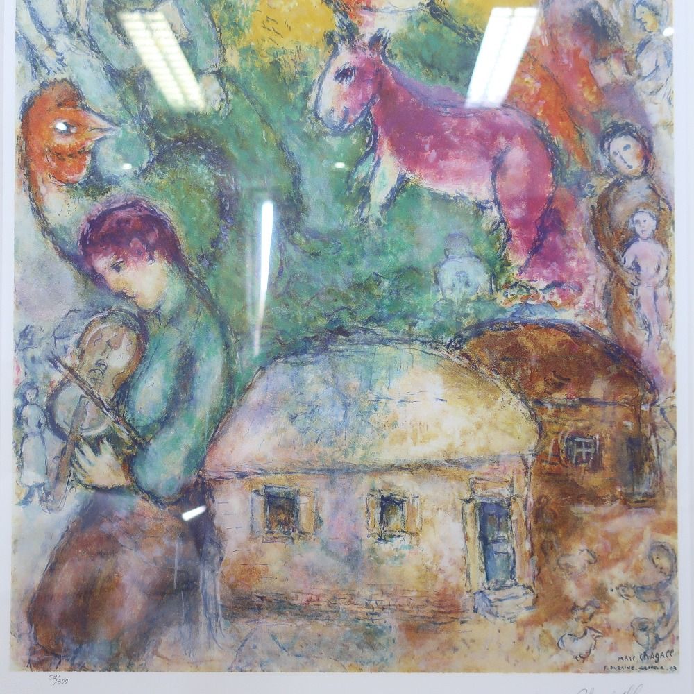マルク・シャガール　リトグラフ 楽天市場】マルク・シャガール「花束と恋人たち」複製画