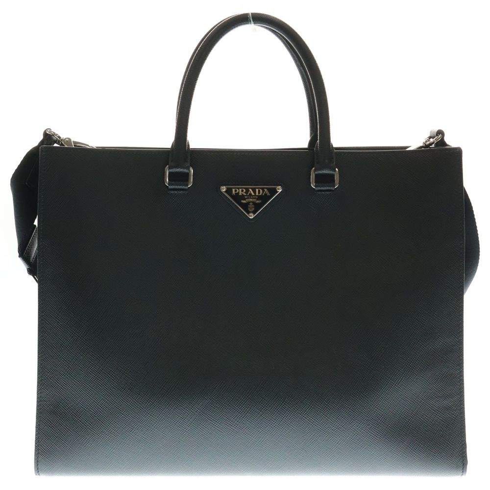 PRADA プラダ サフィアーノ キュイール トライアングルロゴ 2wayトートバッグ 黒 レザー 2VG101