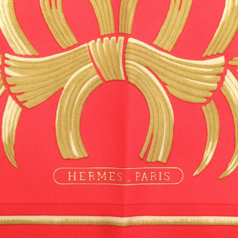 【美品】エルメス／カレ45 プチカレ 王者の虎 レッド ゴールド エルメス カレ45 王者の虎 TIGRE ROYAL プチカレ シルク レッド