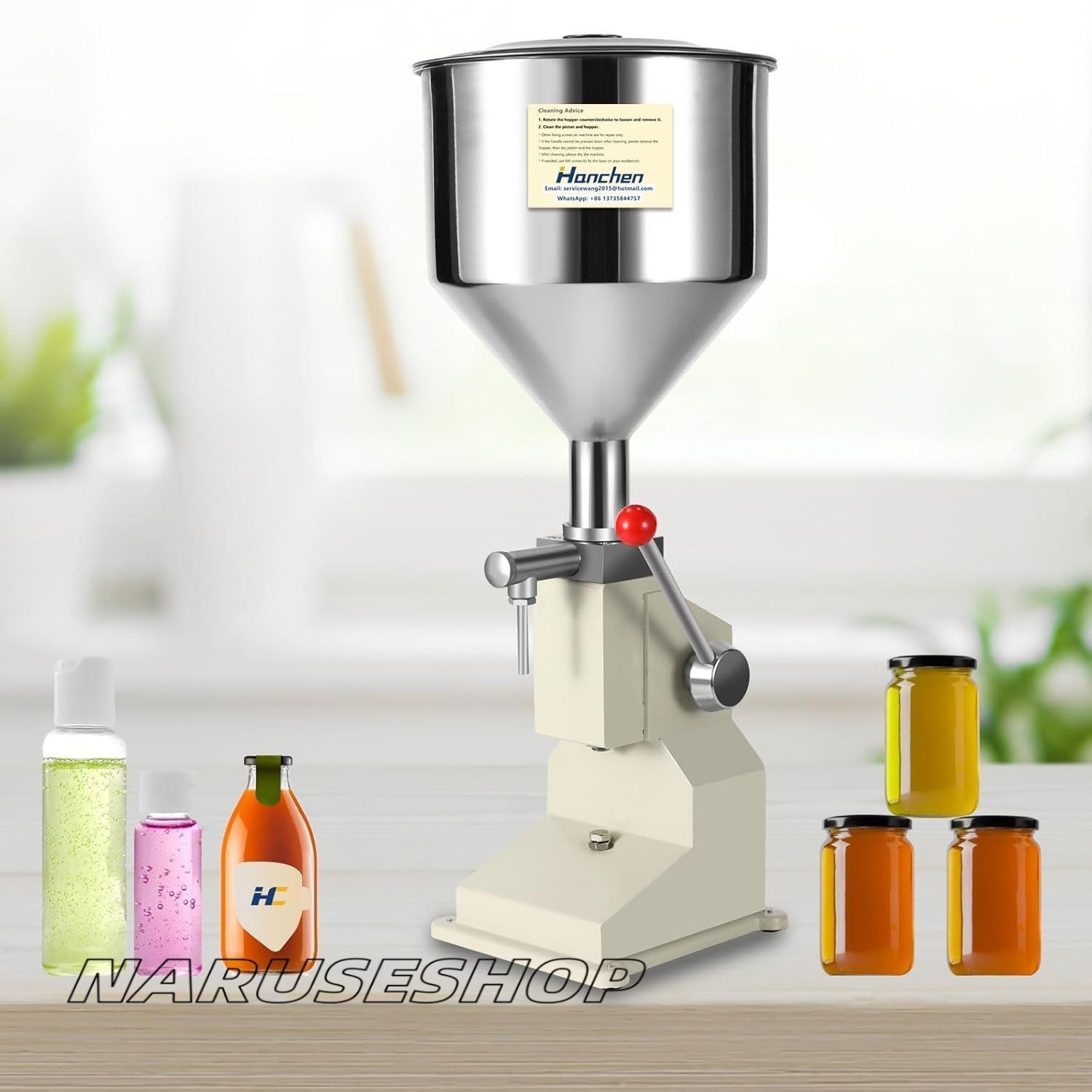 手動液体充填機 5-50ml 液体?粘体の充填 ホッパー容量10L 蜂蜜|シロップ|クリーム|シャンプー|ソース|各種オイル|ジュース|酒 ステンレス製