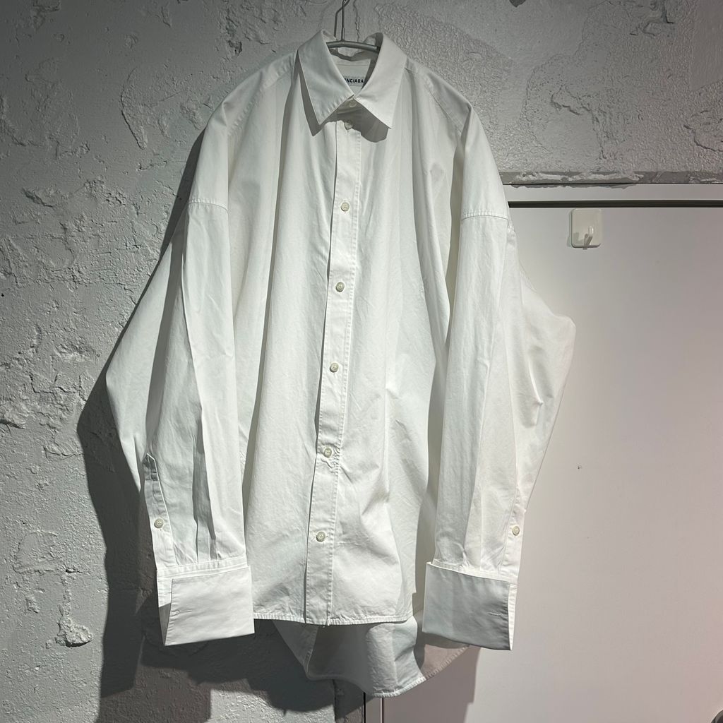 BALENCIAGA バレンシアガ 21SS Cotton Overshirt オーバーサイズシャツ 642300 ホワイト size 32 表参道A09