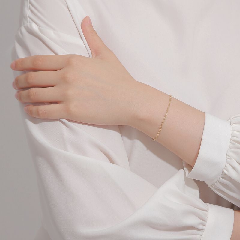 K18 18金 中空 ペーパークリップブレスレット 18cm 0.56g