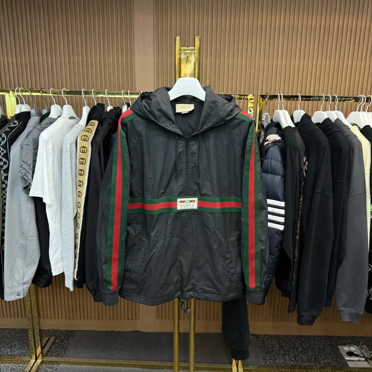 50 サイズ GUCCI グッチ シェリーラインロゴ ハーフジップ アノラック ジャケット