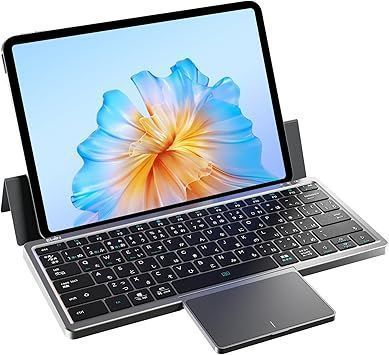 Ewin キーボード Bluetooth 収納可能のタッチパッド付き ipad キーボード 多機能カバースタンド付き ワイヤレスキーボード マルチペアリング 三台デバイス対応 無線 静音 コンパクト 軽量 人間工
