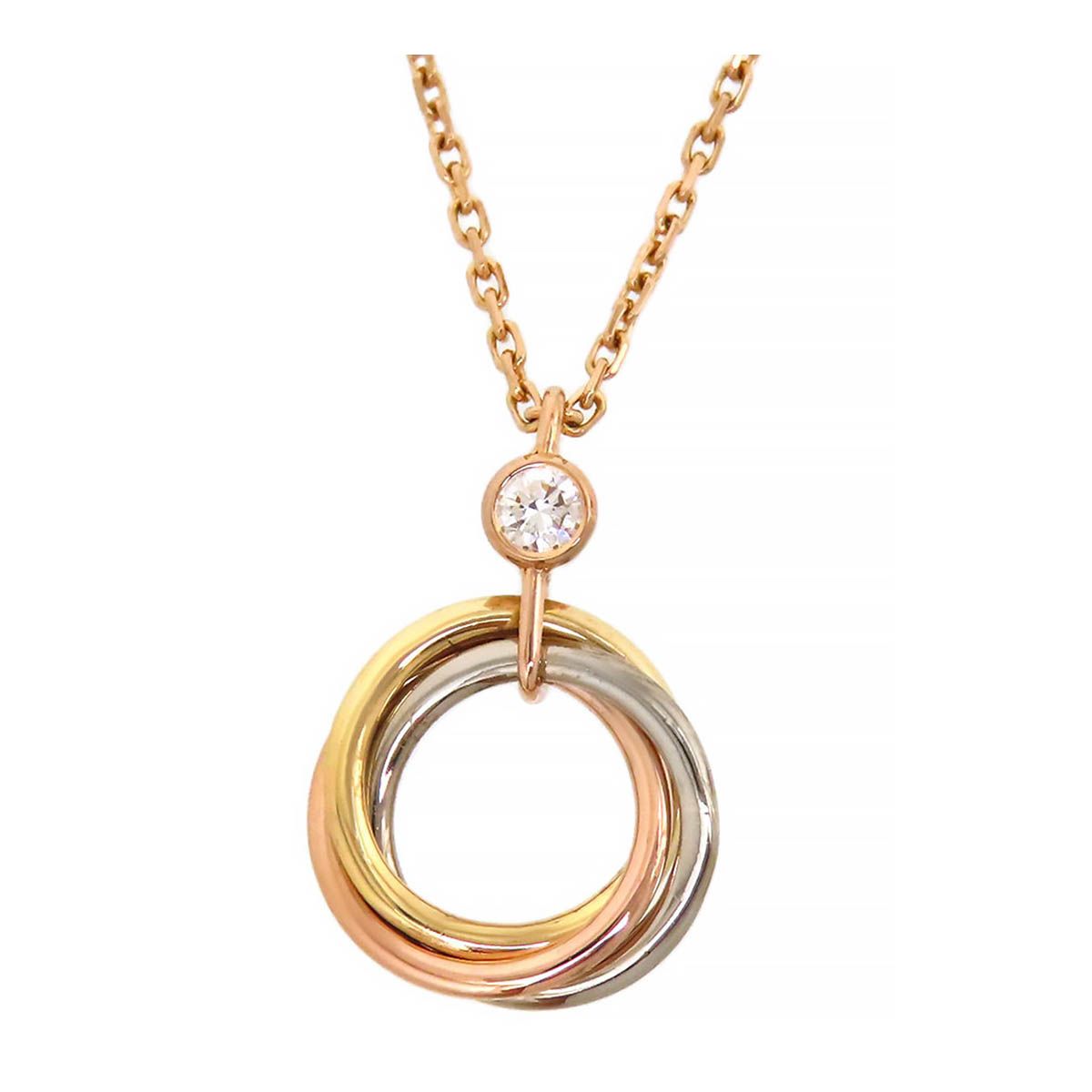 カルティエ ベビー トリニティ ダイヤモンド ネックレス Au750 (K18YG  