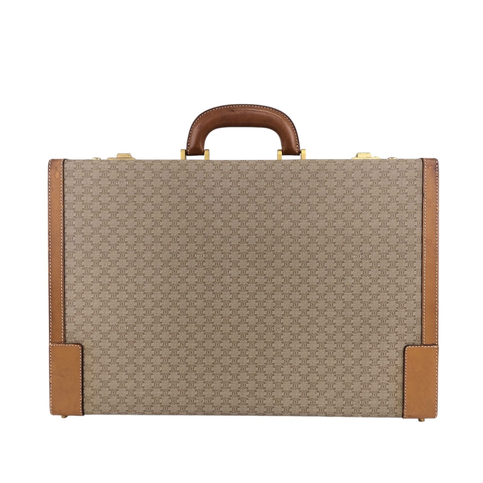 CELINE セリーヌ マカダム トランク ベージュ PVC レザー アタッシュケース mp7ck6