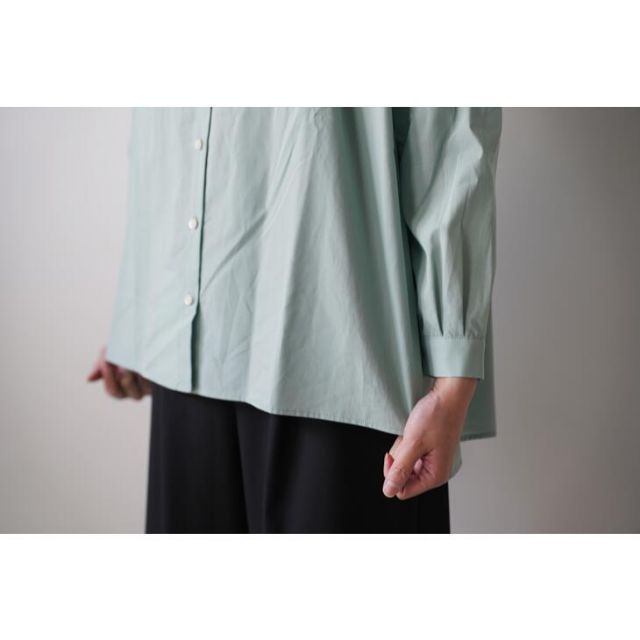 STAMP AND DIARY | バンドカラーギャザーブラウス (mint