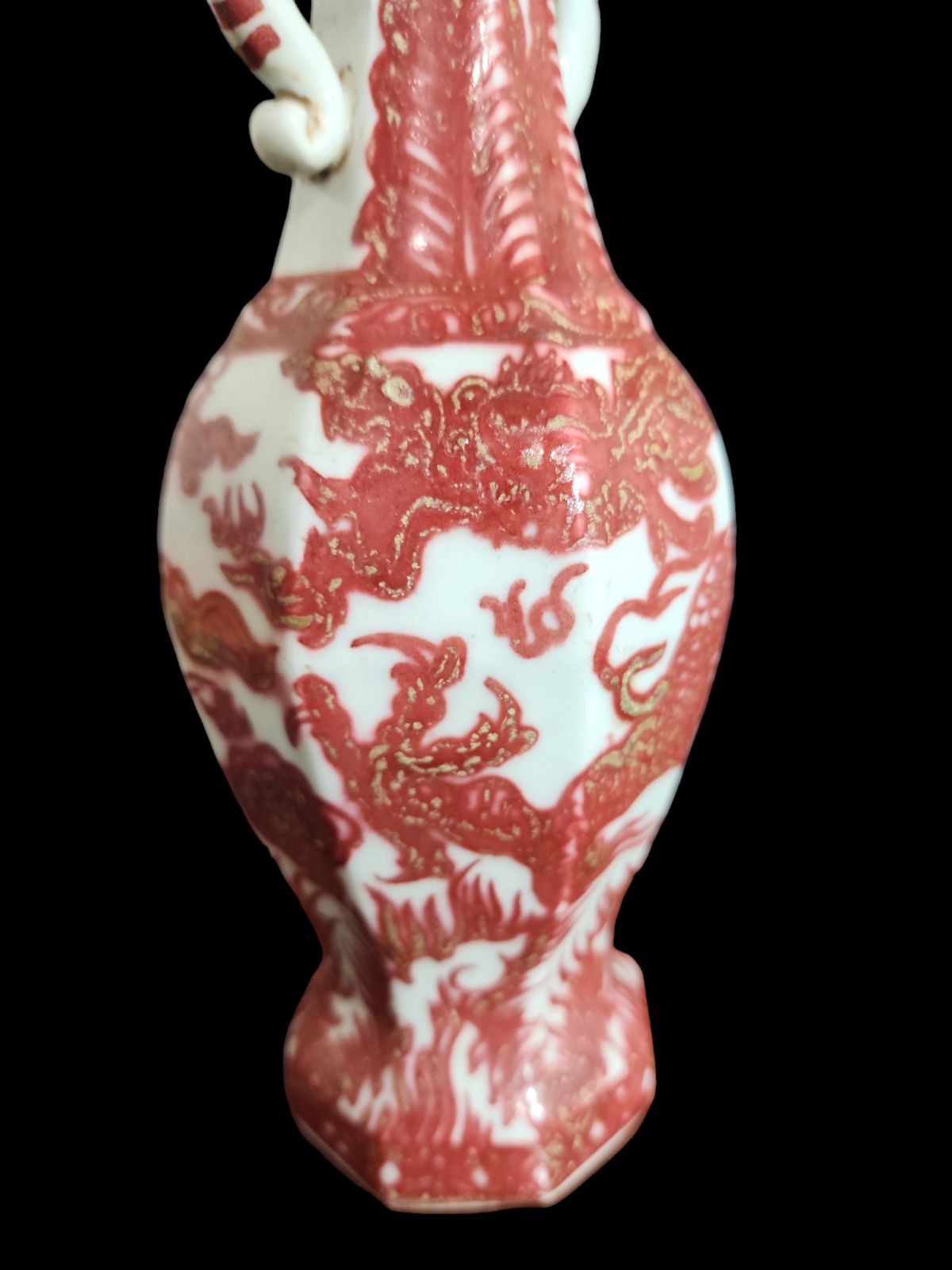 辰砂 双耳 花瓶 花入 中国美術 古玩 古美術