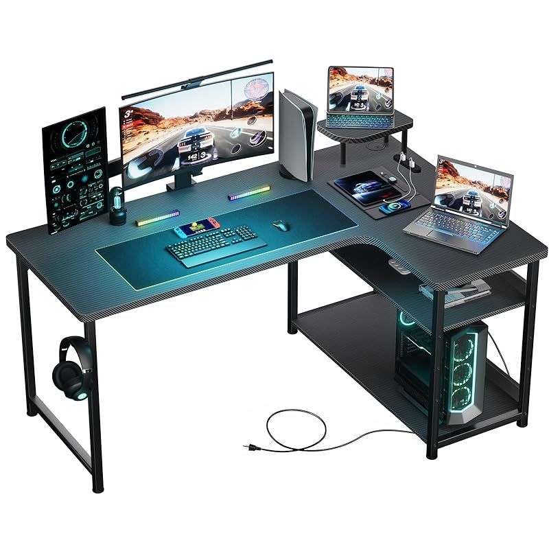 ⭐️新品⭐️ パソコンデスク ゲーミングデスク 机 pcデスク 配線穴付 ブラック Amazon | パソコンデスクゲーミングデスク 組立簡単 配線穴付き