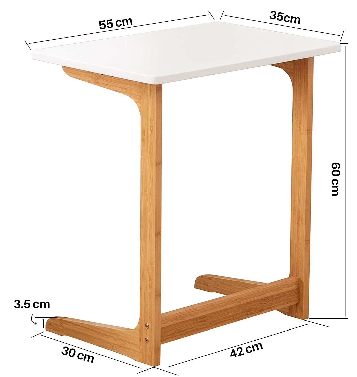 買い保障 Forevich 竹製サイドテーブル コ字型 ベッドサイドテーブル ソファサイドテーブル リビングサイドテーブル パソコン コーヒーテーブル  白い色 質感良い 多機能 14585.60円 机/テーブル