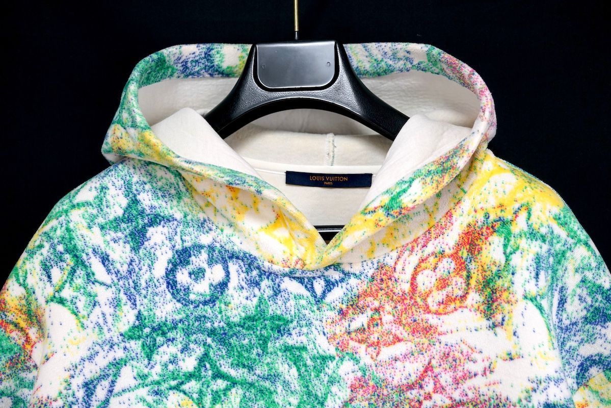 2021SS LOUISVUITTON ルイヴィトン ベルベット パステル モノグラム ジャガード フーディ パーカー ホワイト マルチカラー Lサイズ RM211M ZMJ HKY18W