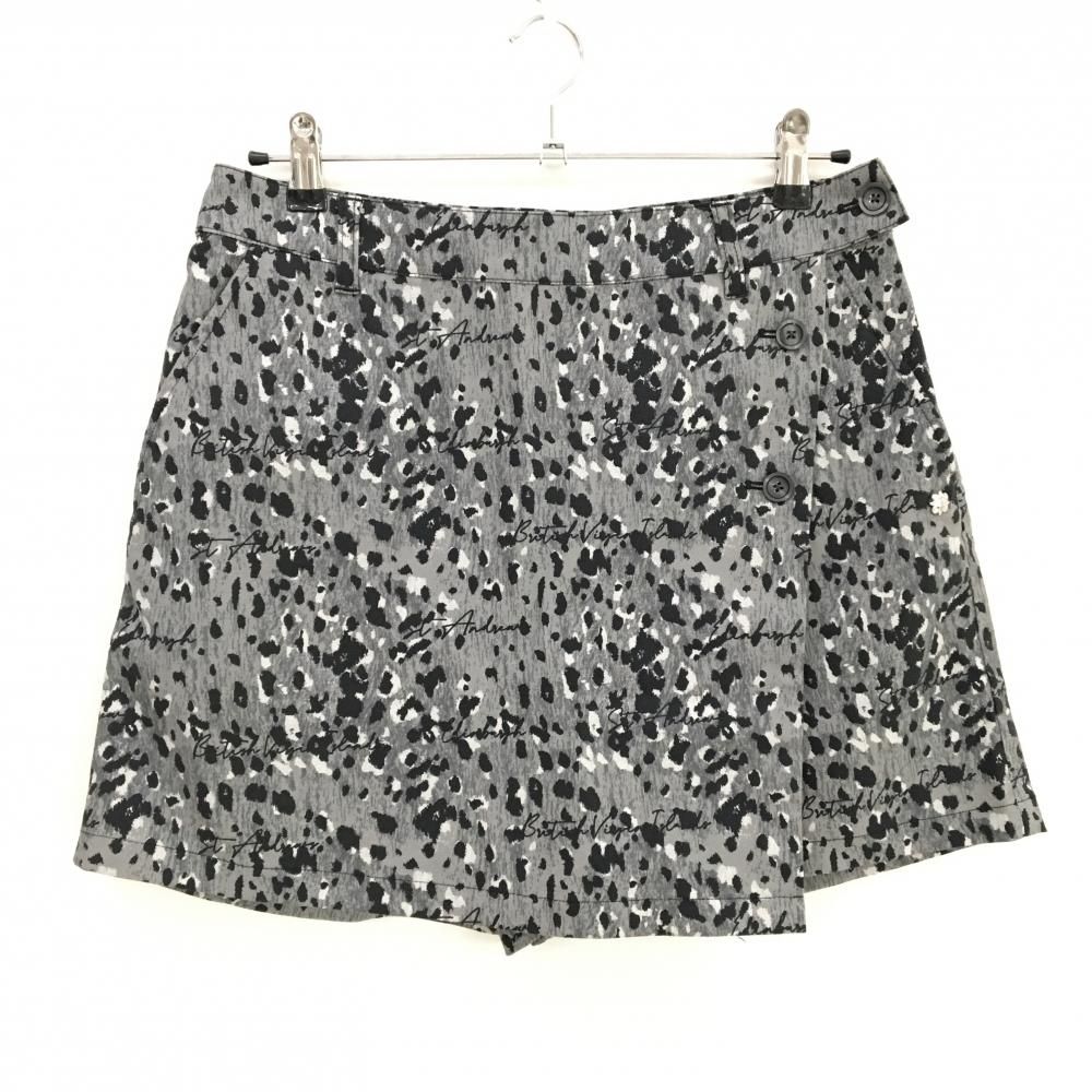 超 セントアンドリュース キュロットスカート グレー×黒 レオパード風 レディース L ゴルフウェア モデル St ANDREWS