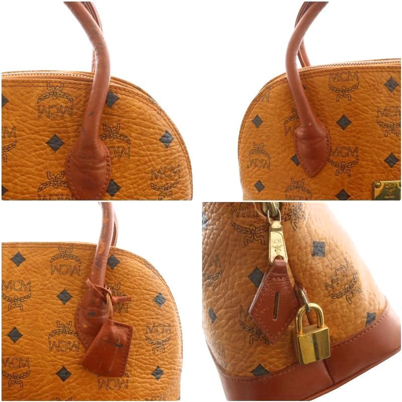 未使用級　MCM ミニボストン　ハンドバッグ　レザー　総柄　茶　ブラウン 楽天市場】MCM エムシーエム 中古品 USED-B ミニボストンバッグ
