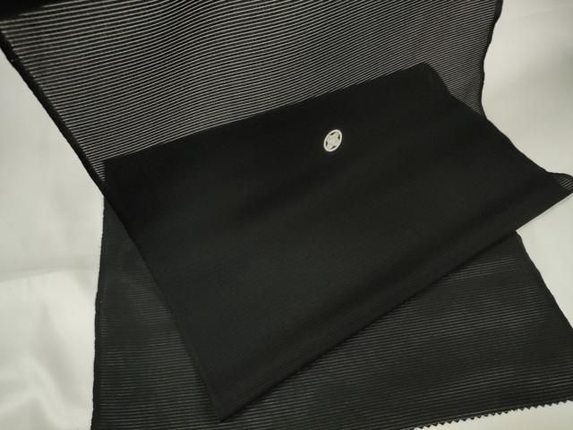 平和屋着物＊夏物 黒紋付 黒反物 着尺 絽 洗える着物 ♥ DAAW7966zzz