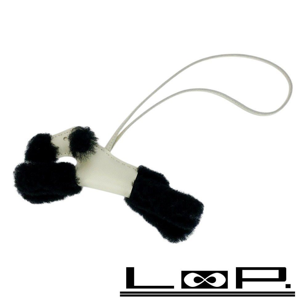 エルメス バディチャーム ホワイト ブラック アニョーミロ メリノウール レザー K刻 箱 443558 10