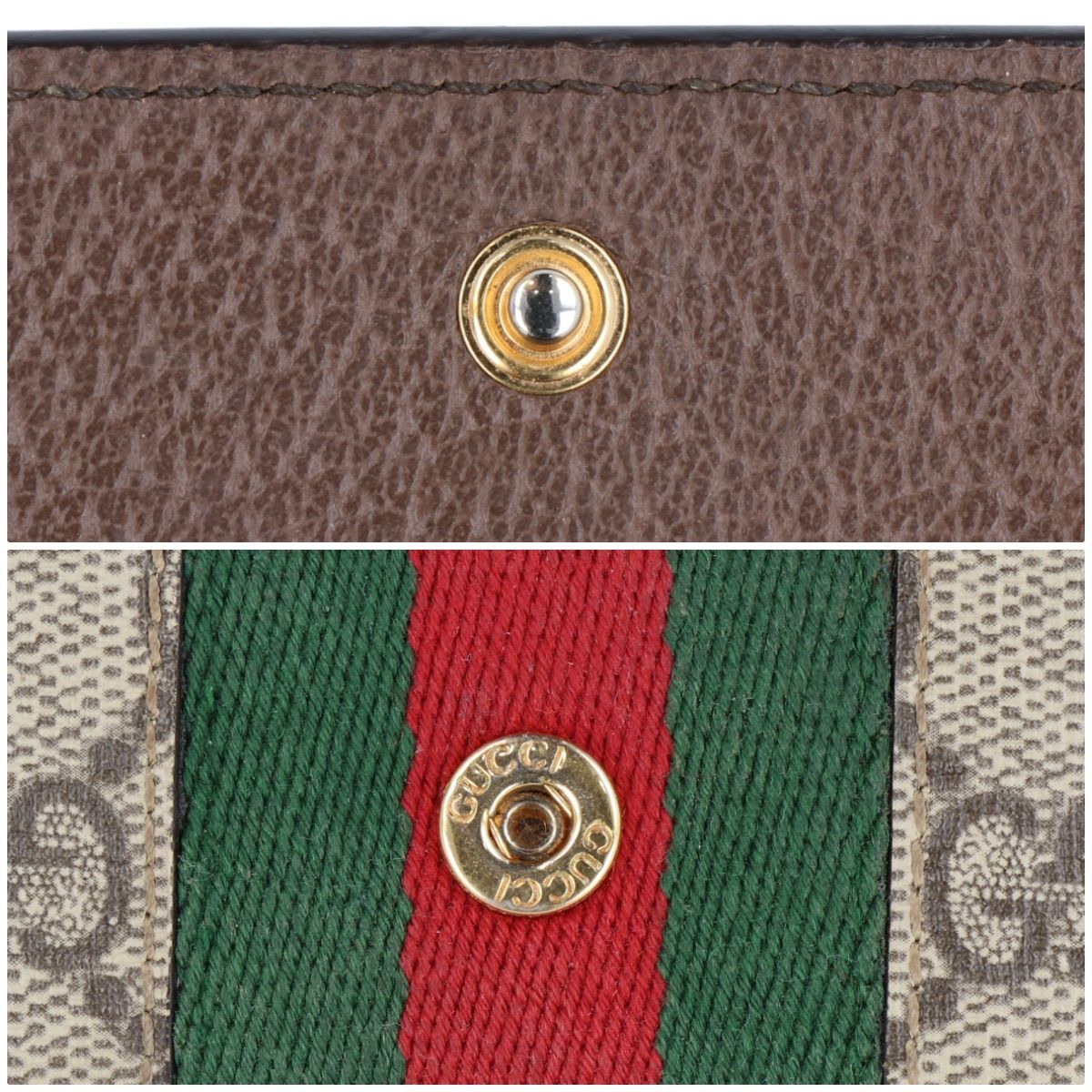 中古 グッチ GUCCI 598662 レディース 二つ折り財布 オフィディア ベージュ/エボニー/ブラウン GGスプリームキャンバス /レザー GUCCI（グッチ） 二つ折り財布 レディース オフィディア ベージュ