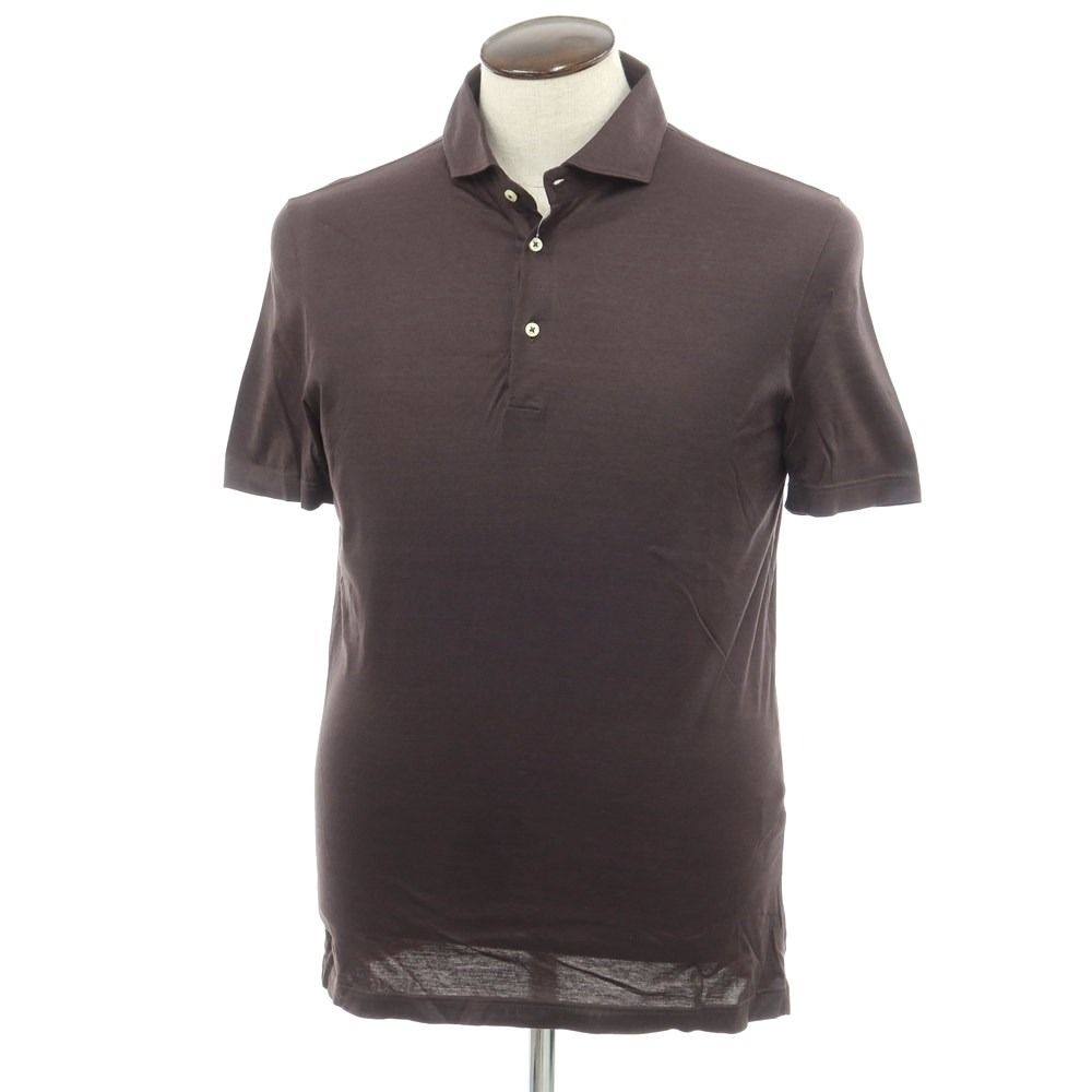 GRAN SASSO 近年モデル　美品　52 半袖ポロシャツ　ダークブラウン 中古】グランサッソ GRAN SASSO コットン 半袖ポロシャツ グレイッシュ
