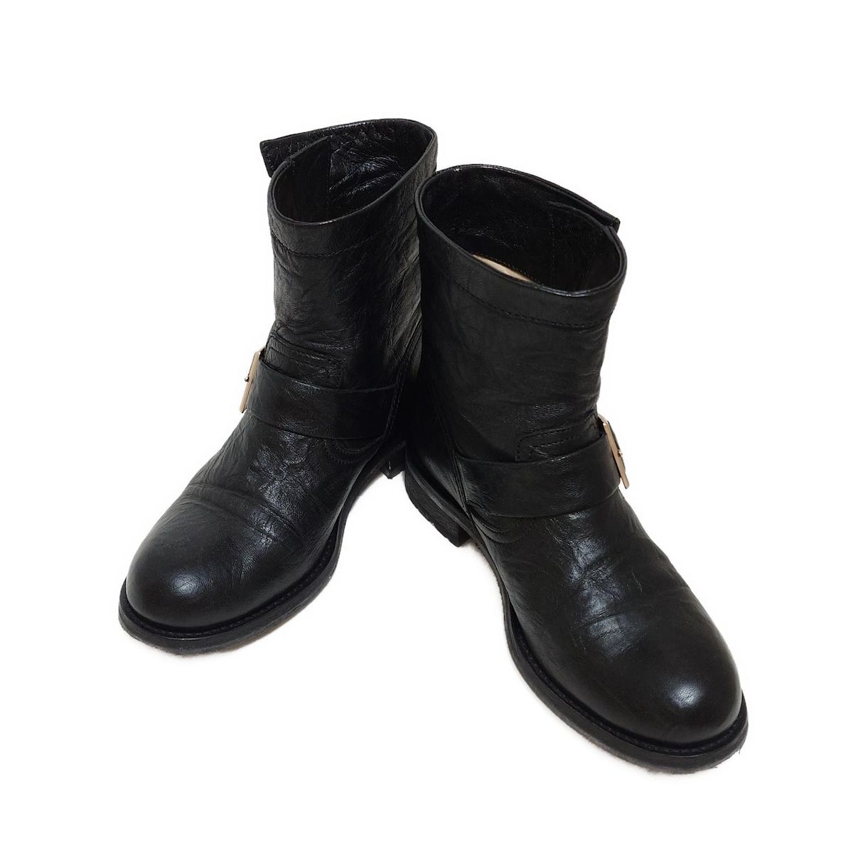 JIMMY CHOO ジミーチュウ ショートブーツ 36 1|2 レディース - 黒 レザー