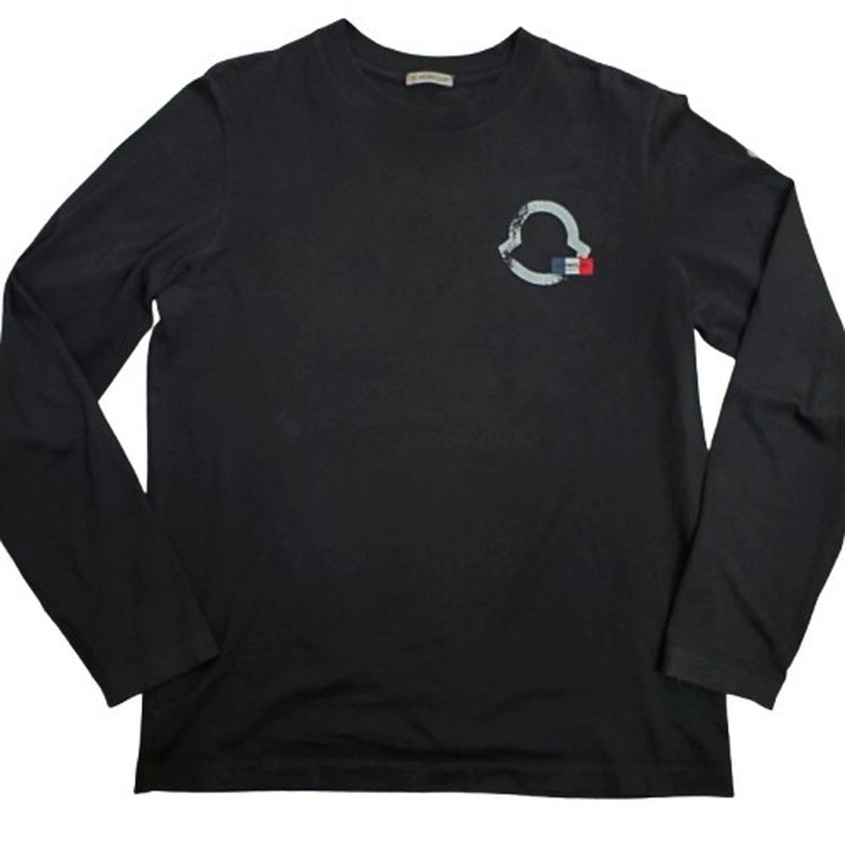 MONCLER モンクレール 23SS 胸ロゴプリント トリコロール 長袖 Tシャツ Tee カットソー メンズ M ブラック トルコ製