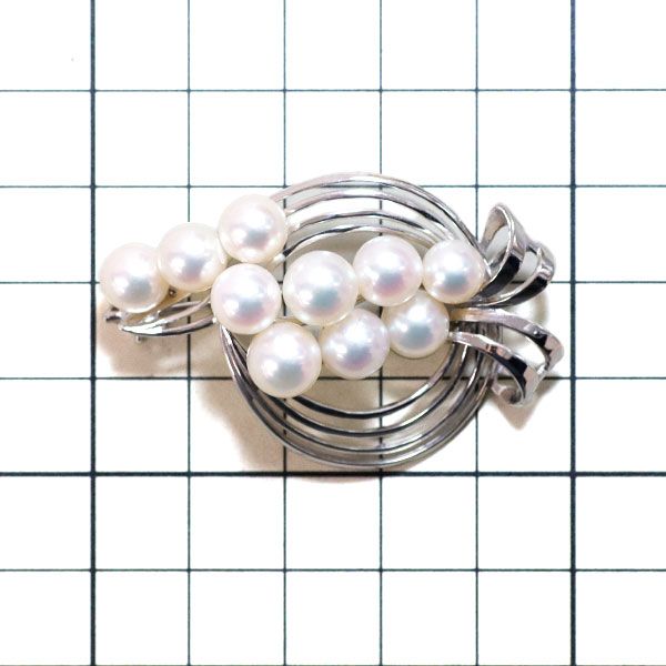 ミキモト K14WG アコヤ真珠 ブローチ 径約6.5-7.7mm ヴィンテージ製品  
