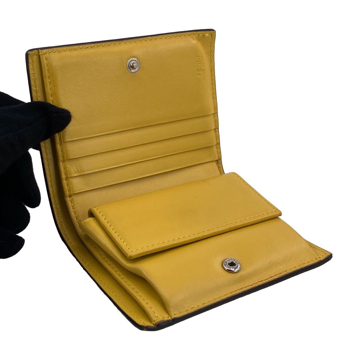 中古】 Fendi フェンディ 2つ折り財布 イエロー メンズ 8M0387 A18B 