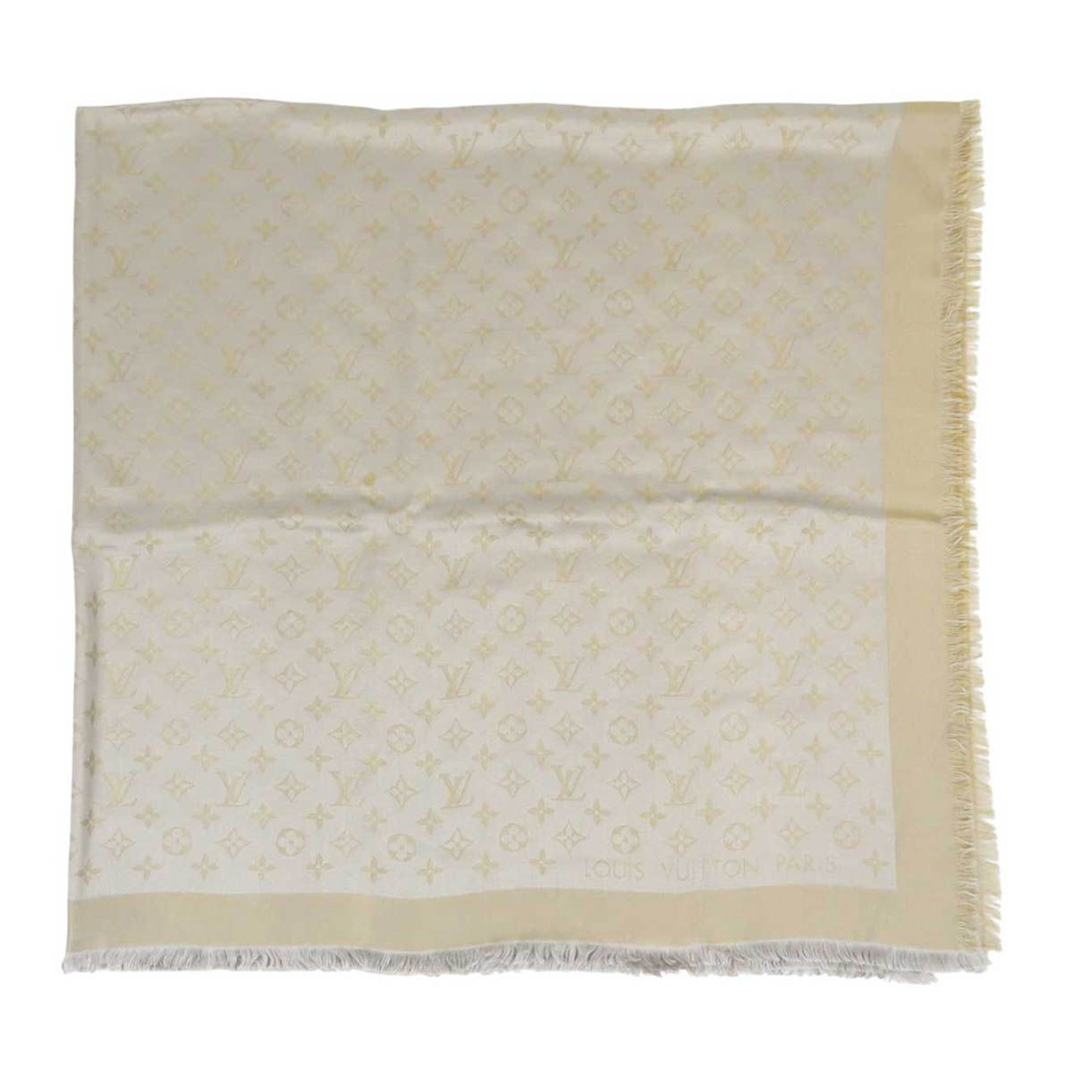 ルイヴィトンショールモノグラムシャイン大判ストールM75121グレージュシルク LOUIS VUITTON（ルイ・ヴィトン) ショール・モノグラム ストール