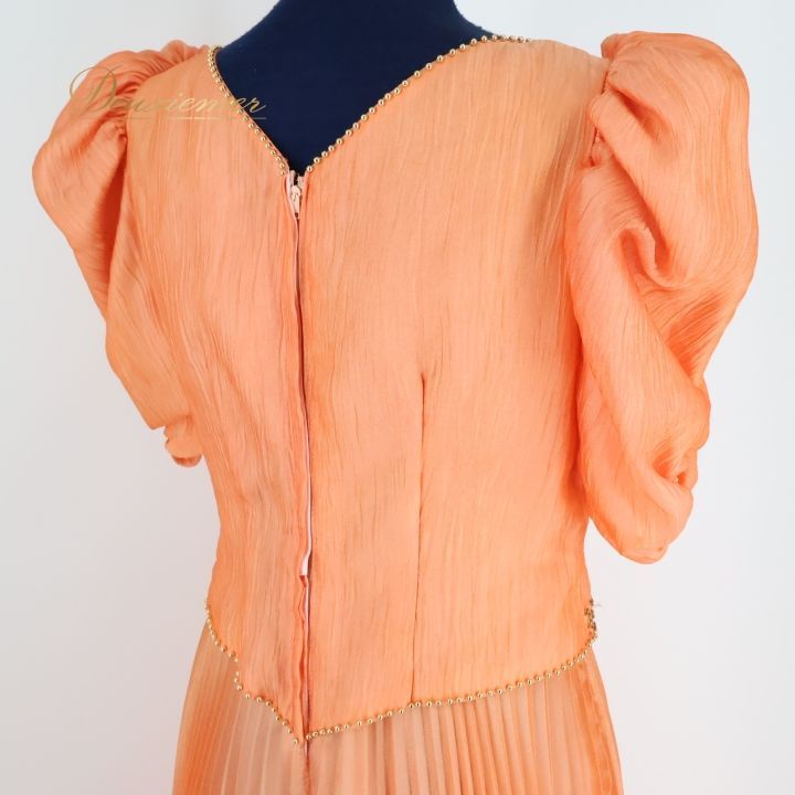 パーティドレス ワンピース ドレス オレンジ系 ラインストーン ビーズ  