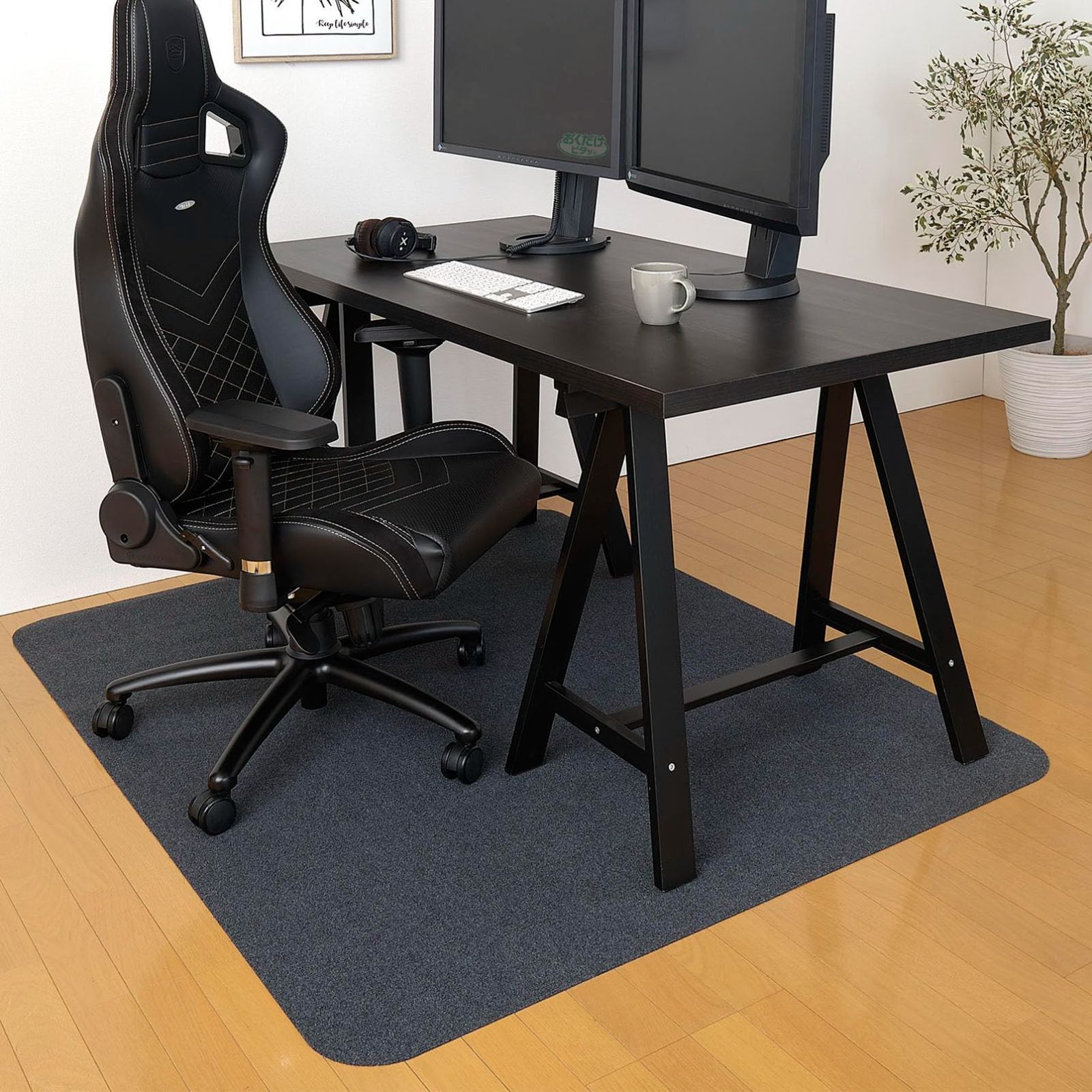 数量 洗える 滑り止め 畳用 フローリング ダークグレー 椅子 デスク KX-41 ずれない 130×160cm 床保護 日本製 ゲーミングチェアマット サンコー