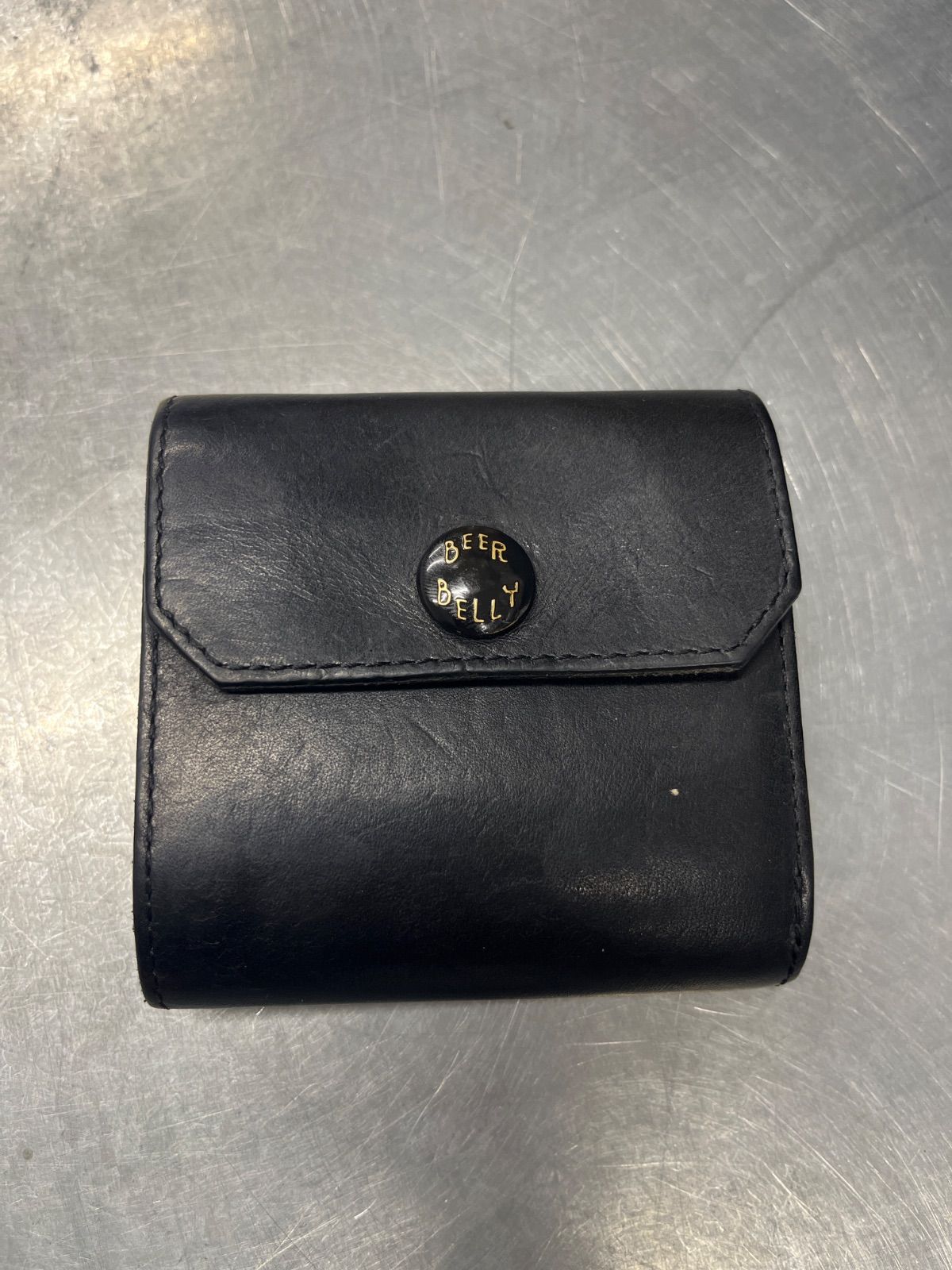 GQ3936◇BEER BELLY : HATCHBACK 二つ折り財布◇黒 美品 ビアベリー