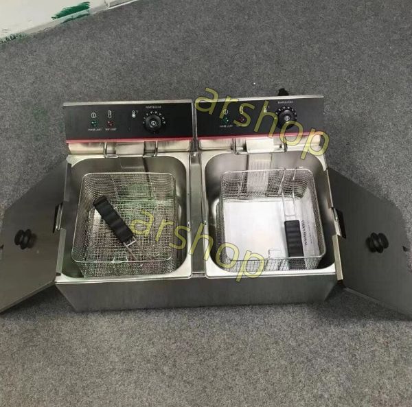 卓上型 電気フライヤー 2槽式 6L ｘ２ 12L 揚げ物天ぷら 単相 100V 厨房|業務|飲食|店舗|ピザ