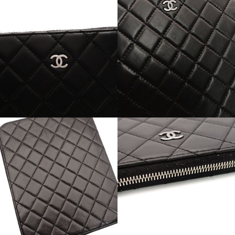 シャネル CHANEL マトラッセ iPad ケース ブラック レザー 黒 シルバー