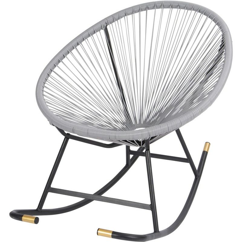 メーカー Un usual ロッキングチェア ライトグレー スチール脚 丈夫 耐荷重100kg UN2-RC73LGRY