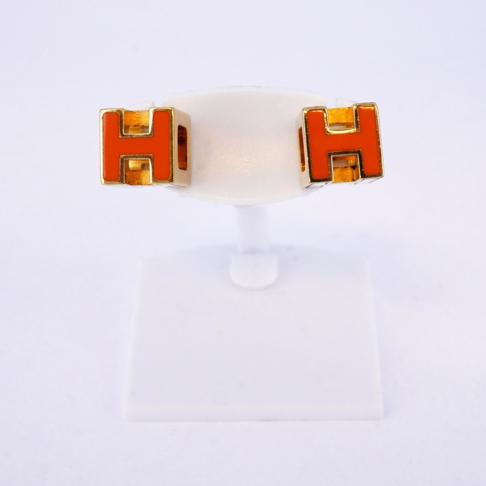 【美品】HERMES エルメス カージュドアッシュ ピアス ゴールド オレンジ ◇美品◇ HERMES エルメス ピアス カージュドアッシュ オレンジ
