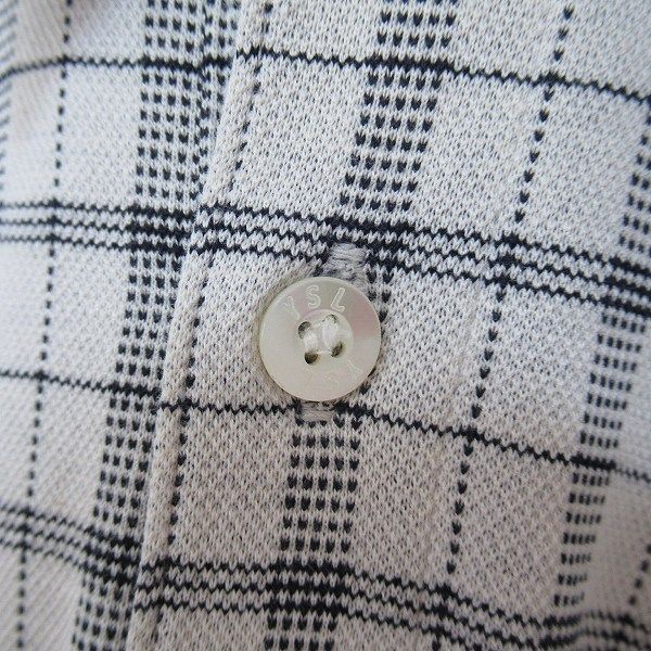 【最終値引き】イヴサンローラン　チェック柄　長袖　ポロシャツ　刺繍ロゴ 最終値引き】イヴサンローラン チェック柄 長袖 ポロシャツ 刺繍