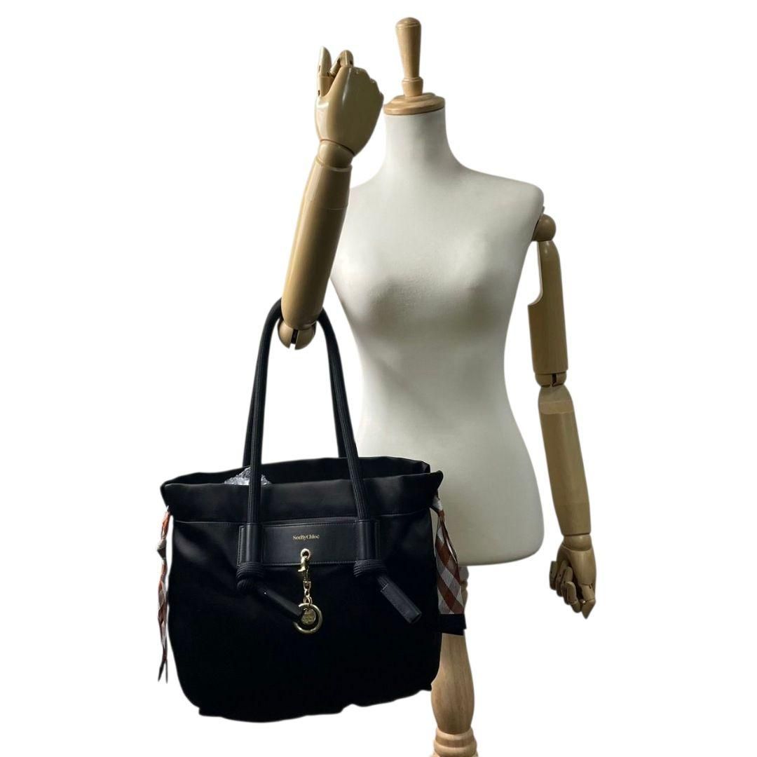 【極美品/保存袋付】シーバイクロエ ワンハンドバッグ レザー 手提げ 黒 A4可 極美品/保存袋付】シーバイクロエ ワンハンドバッグ レザー