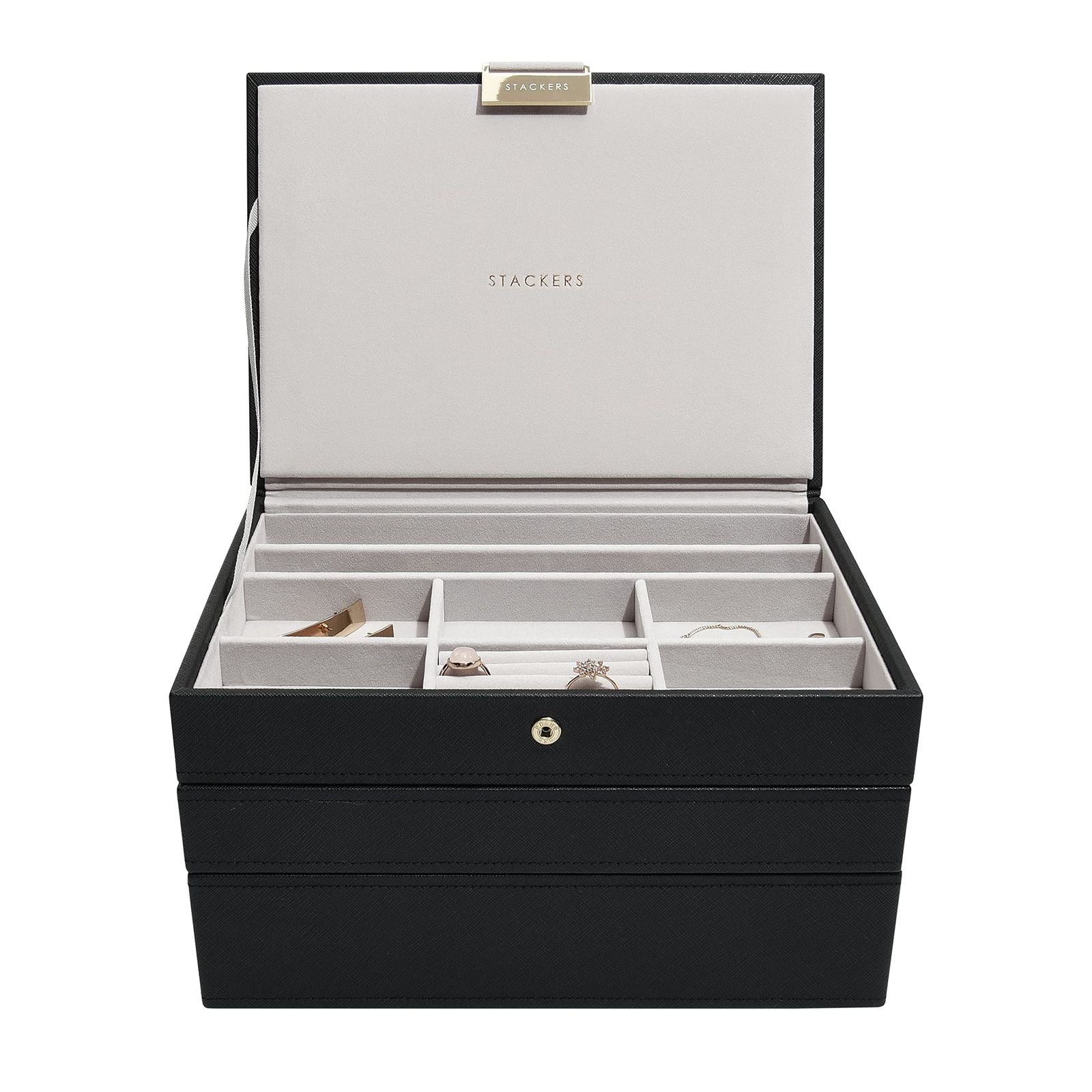 ボックス 大容量 ロンドン 3段セット 積み重ね で交換 なレイヤー スタッカーズ ジュエリー LONDON 収納ケース 宝石箱 STACKERS ブラック