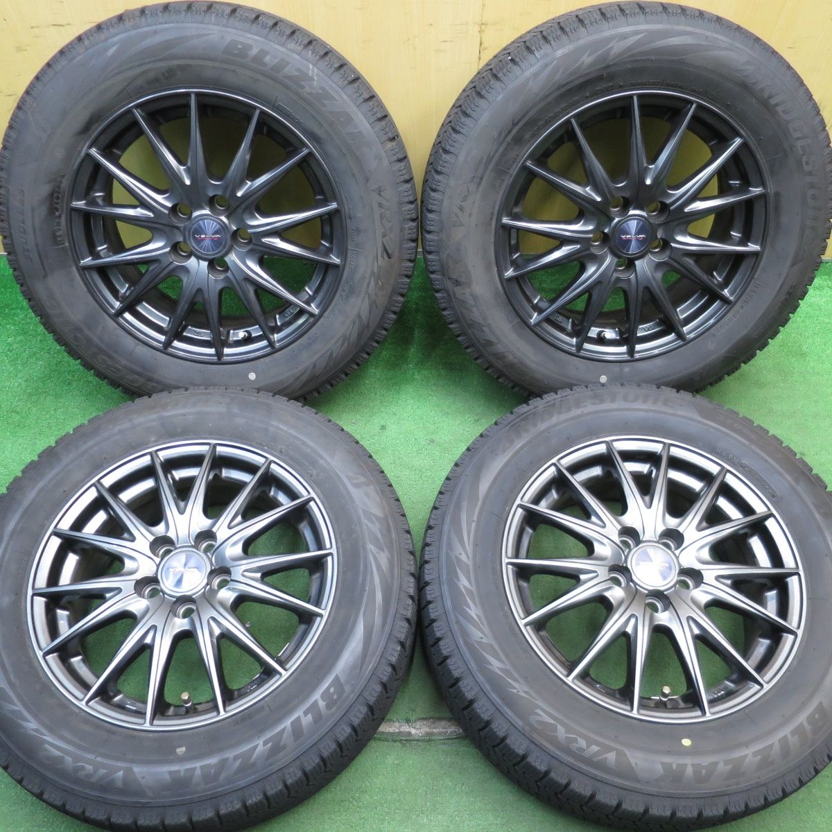 バリ溝 22年 キレイ 9.5分 プリウス 等 195|65R15 スタッドレス ブリヂストン ブリザック VRX2 VELVA SPORTZ ヴェルヴァ 15インチ PCD100|5H 5053007NJス