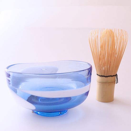 抹茶茶碗 青 砡 草野啓利 直径12×高さ6.5cm ガラス