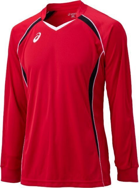 asics アシックス GAMESHIRTSLS Vレツドxブラツ L XW1320 2490 | スポーツ バレーボール メンズ レディース バレーボールウェア ウエア トップス レッド 赤 ブラック 黒 L ゲームシャツ シャツ 長袖 吸汗